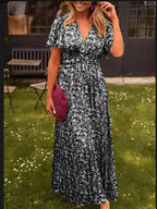 Women's Floral Flutter-Sleeve Maxi Dress