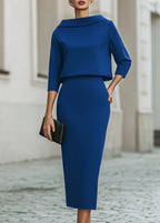 Women's Boat Neck Midi Two-Piece Set