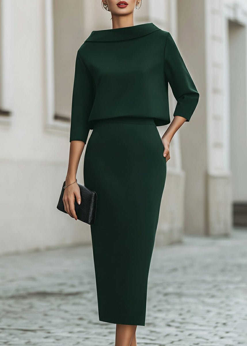Women's Boat Neck Midi Two-Piece Set