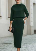 Women's Boat Neck Midi Two-Piece Set
