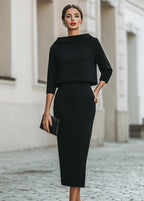 Women's Boat Neck Midi Two-Piece Set