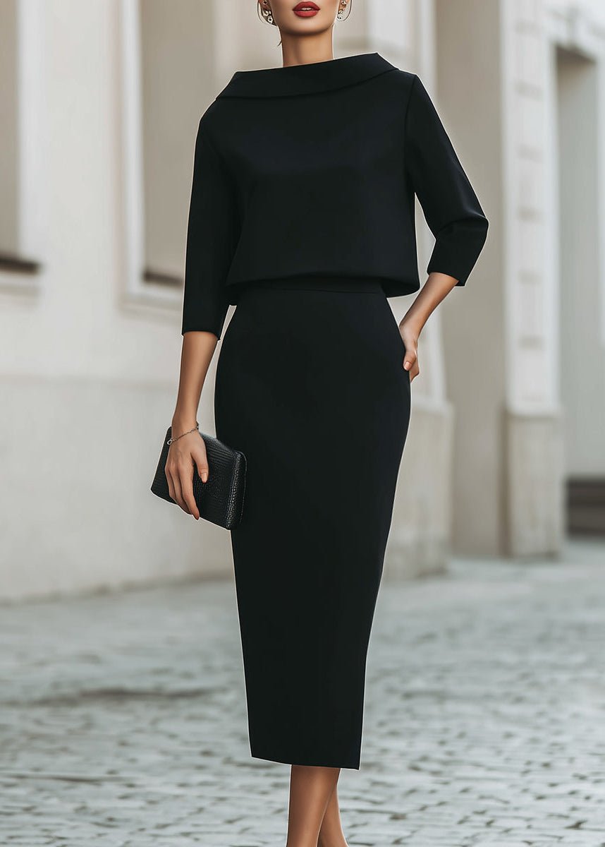 Women's Boat Neck Midi Two-Piece Set