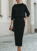 Women's Boat Neck Midi Two-Piece Set