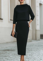 Women's Boat Neck Midi Two-Piece Set