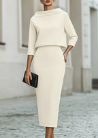 Women's Boat Neck Midi Two-Piece Set