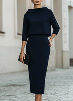 Women's Boat Neck Midi Two-Piece Set