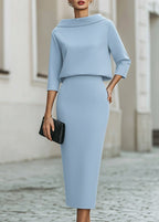 Women's Boat Neck Midi Two-Piece Set