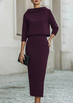 Women's Boat Neck Midi Two-Piece Set