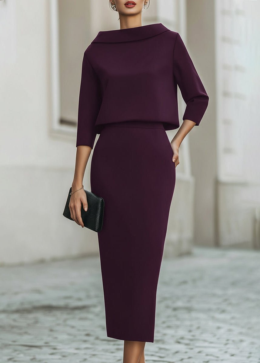 Women's Boat Neck Midi Two-Piece Set