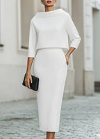 Women's Boat Neck Midi Two-Piece Set