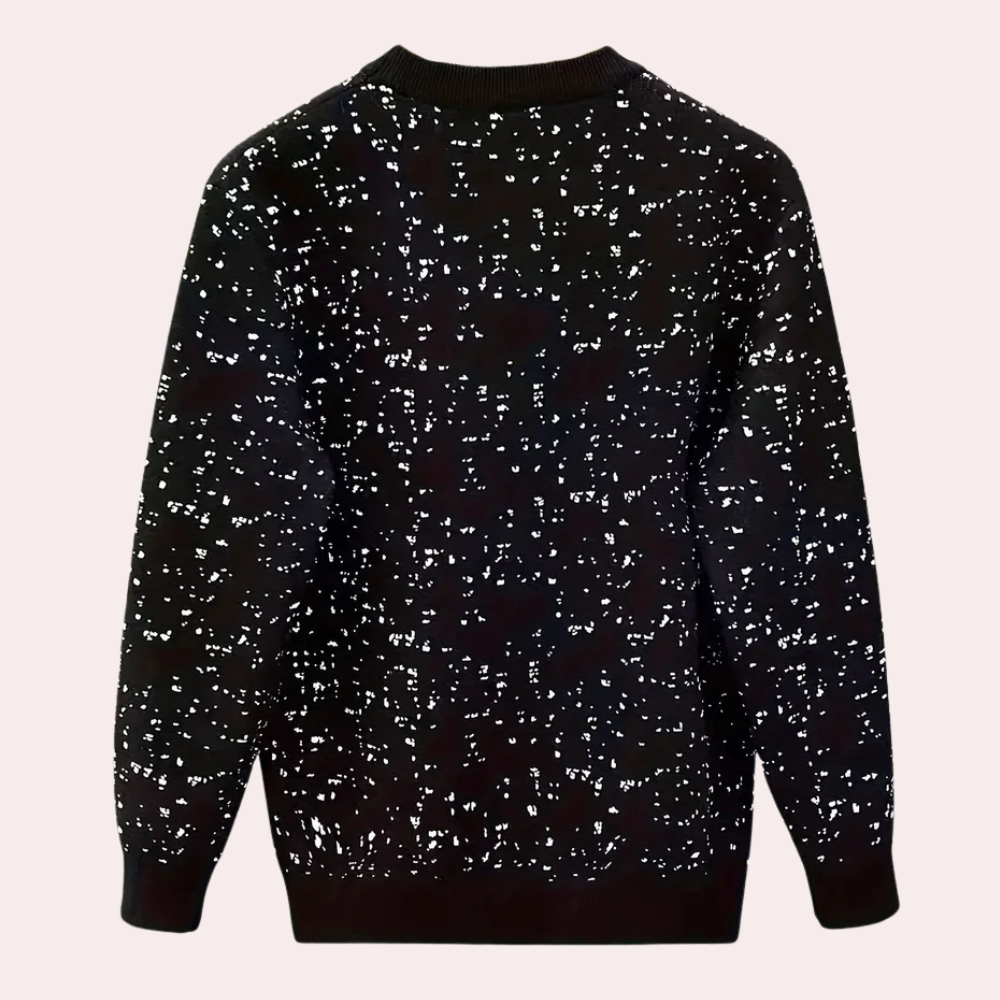 Men's Ribbed-Trim Printed Jumper