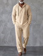 Men's Hooded Henley Lounge Set