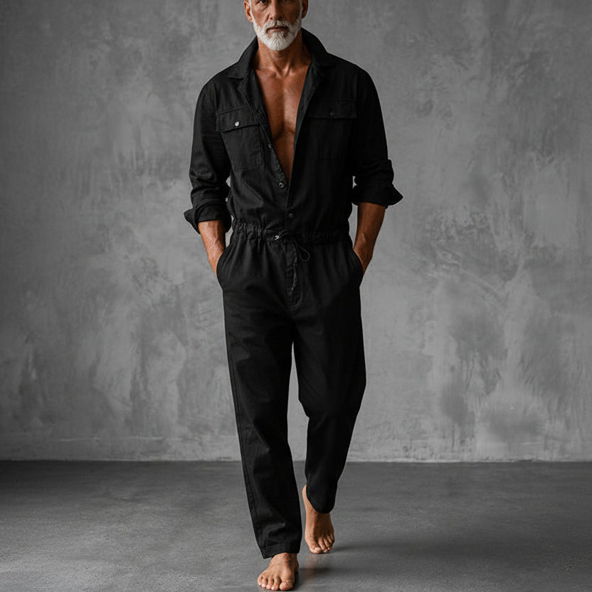 Men's Drawstring Utility Jumpsuit