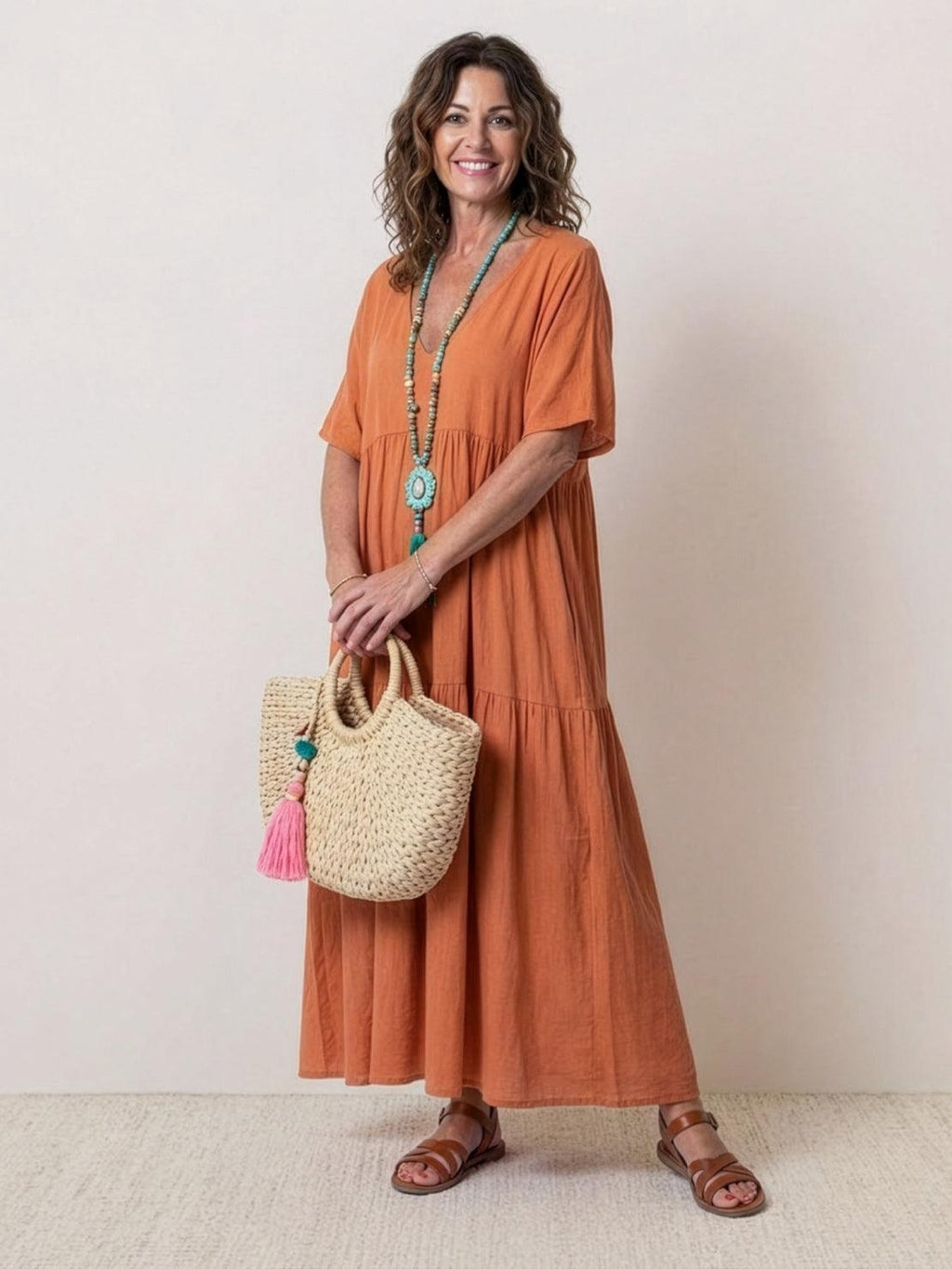 Women's Tiered Boho Maxi Dress