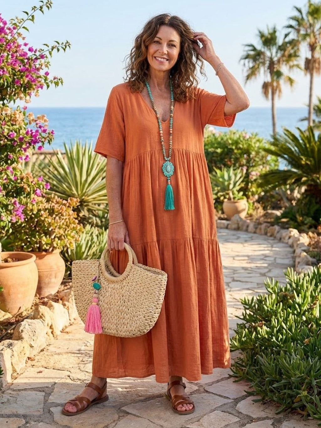 Women's Tiered Boho Maxi Dress