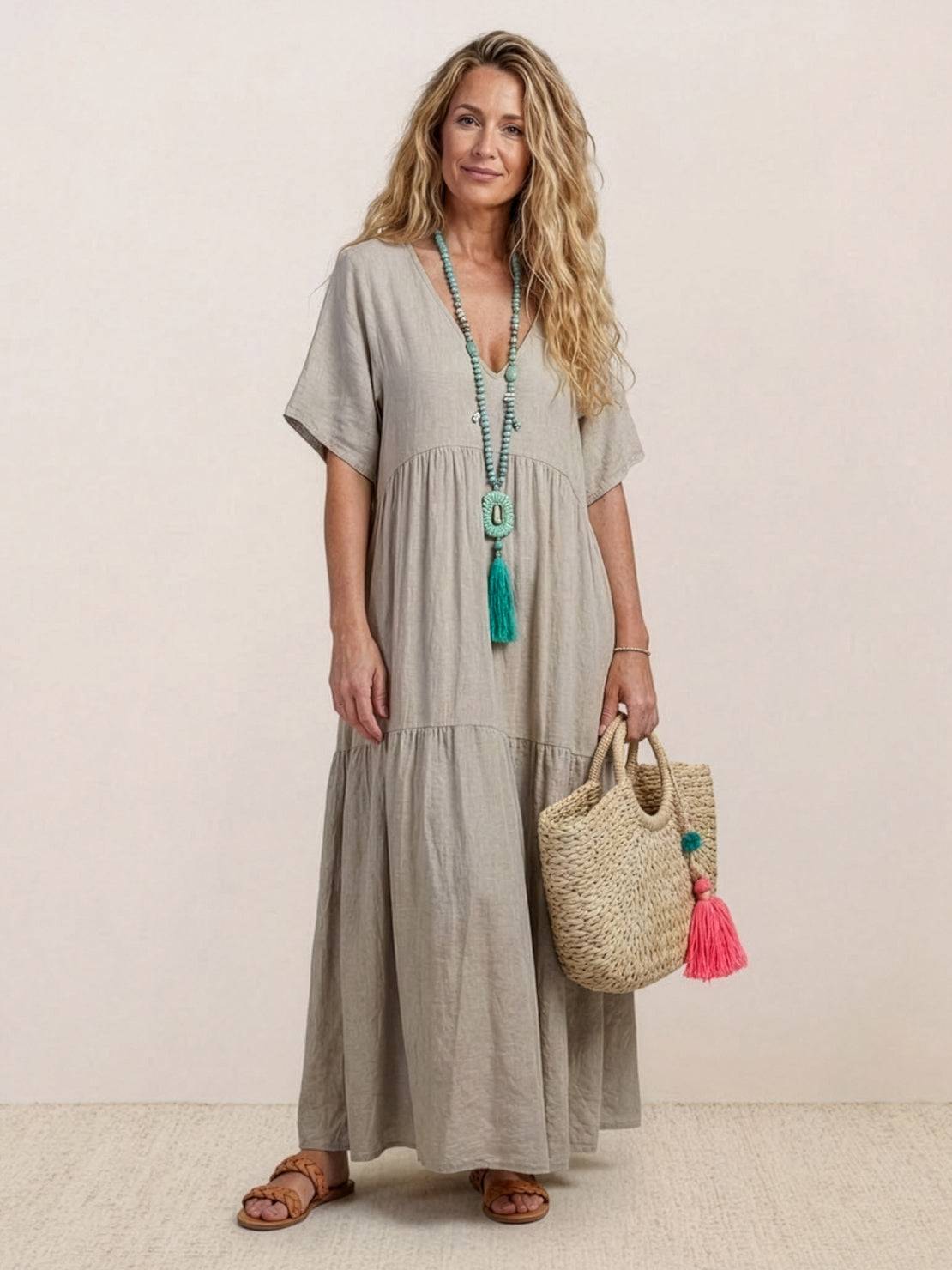 Women's Tiered Boho Maxi Dress
