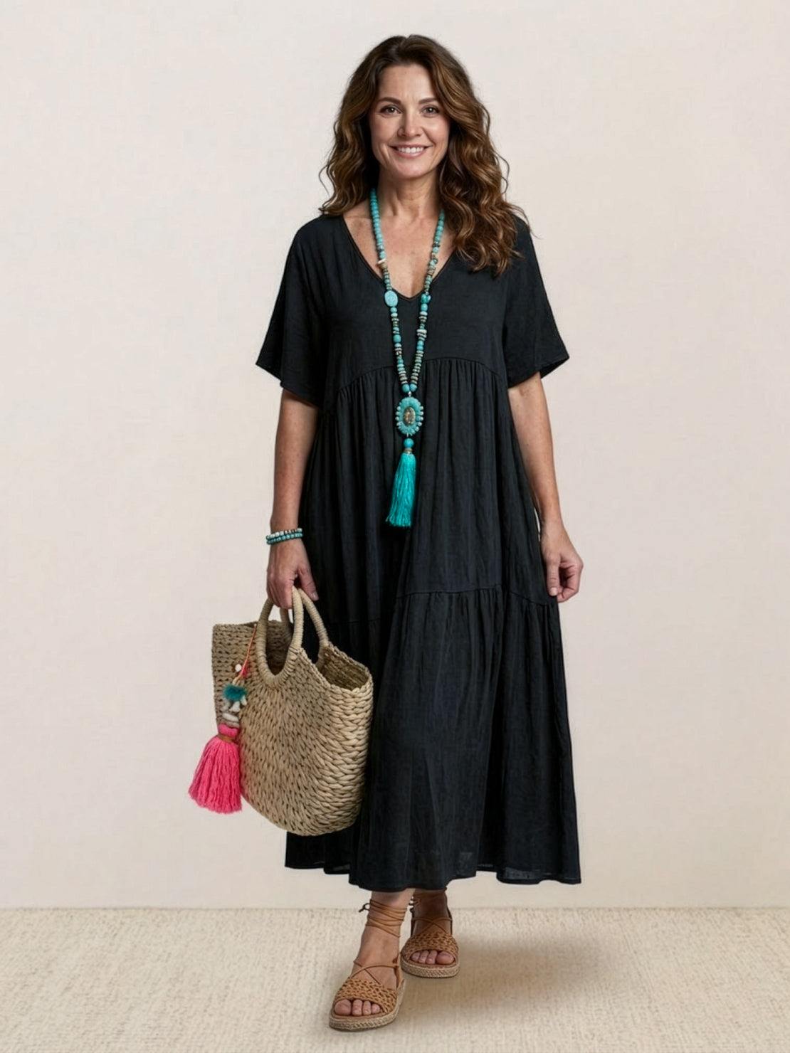 Women's Tiered Boho Maxi Dress