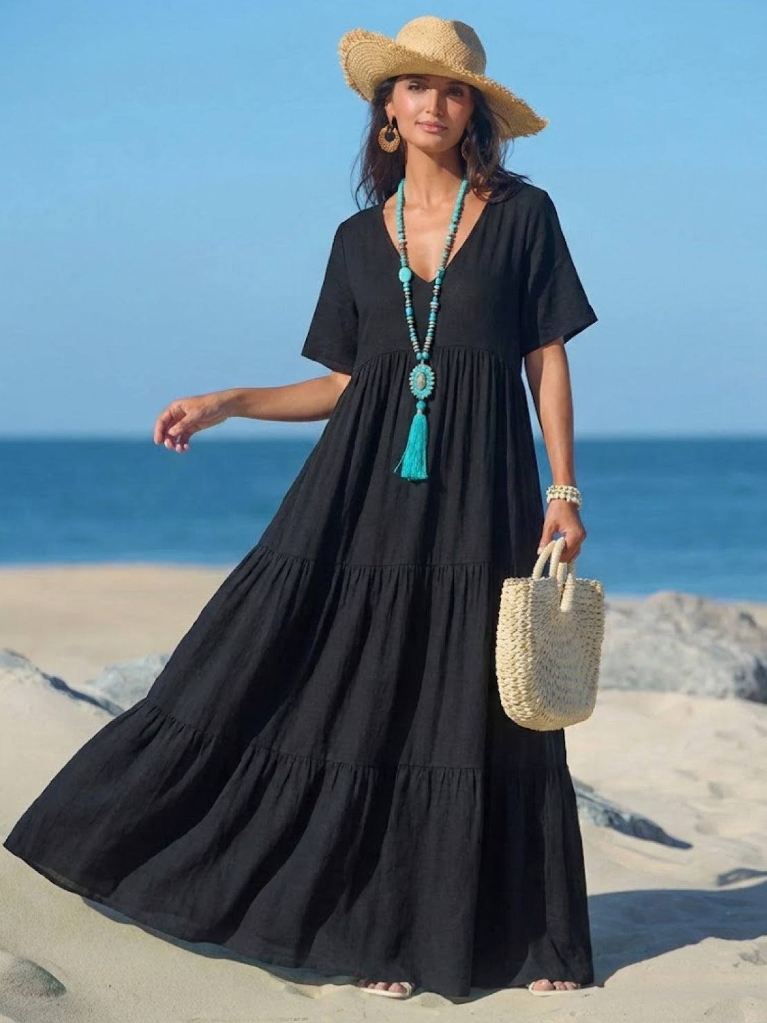 Women's Tiered Boho Maxi Dress