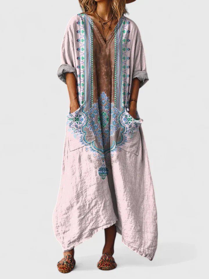Women's V-Neck Paisley Maxi Dress