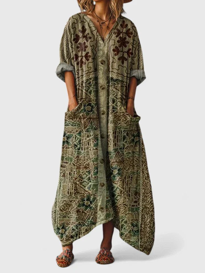 Women's V-Neck Paisley Maxi Dress