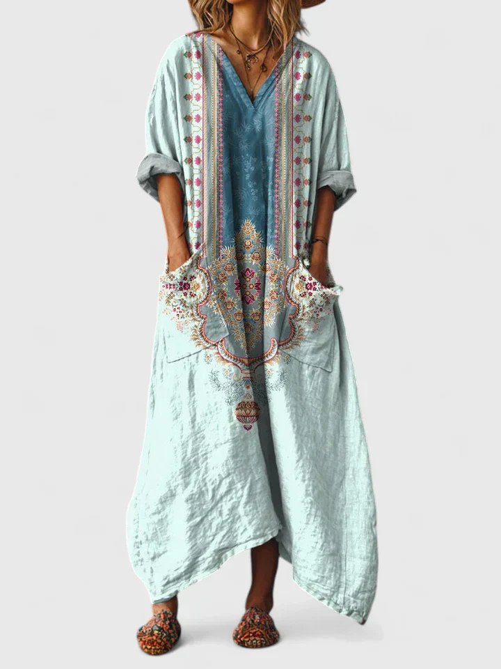 Women's V-Neck Paisley Maxi Dress