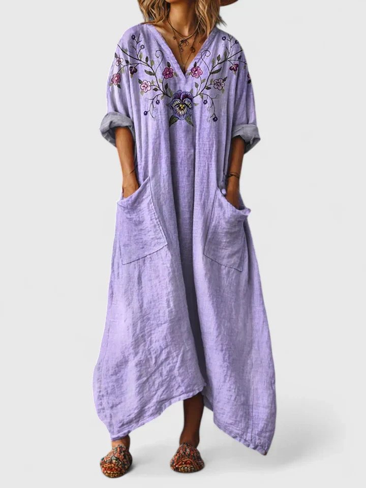 Women's V-Neck Paisley Maxi Dress