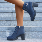 Women's Block Heel Lace-Up Boots