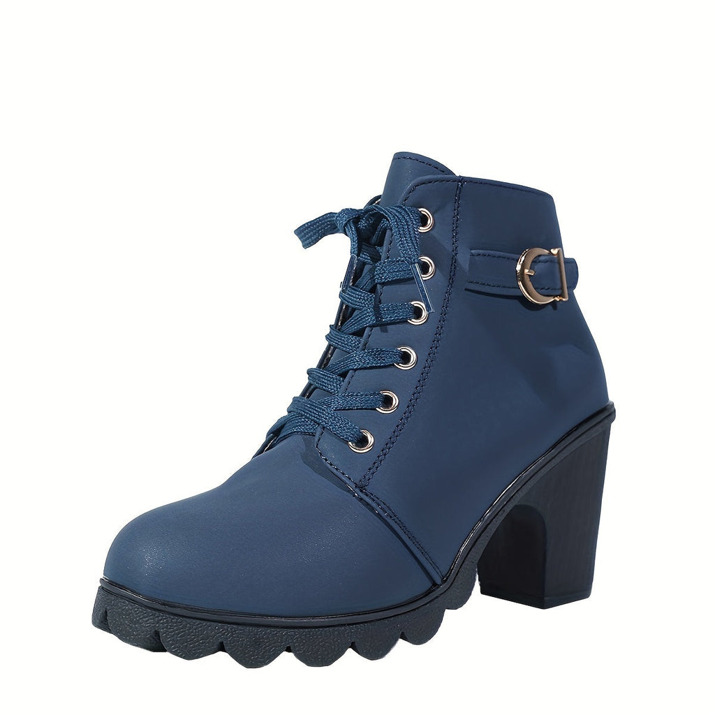 Women's Block Heel Lace-Up Boots