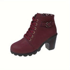 Women's Block Heel Lace-Up Boots