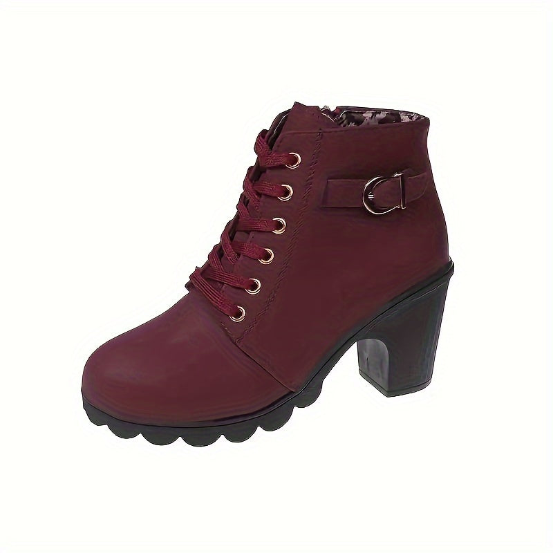 Women's Block Heel Lace-Up Boots
