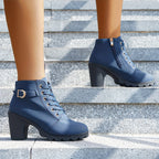 Women's Block Heel Lace-Up Boots
