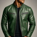 Men's Distressed Leather Biker Jacket
