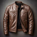 Men's Distressed Leather Biker Jacket