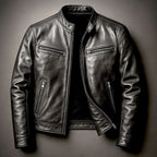 Men's Distressed Leather Biker Jacket