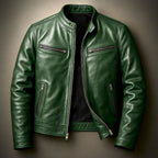 Men's Distressed Leather Biker Jacket