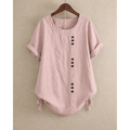 Women's Short-Sleeve Cotton Button Blouse