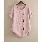 Women's Short-Sleeve Cotton Button Blouse