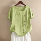 Women's Short-Sleeve Cotton Button Blouse