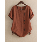 Women's Short-Sleeve Cotton Button Blouse