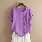 Women's Short-Sleeve Cotton Button Blouse