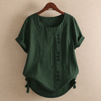 Women's Short-Sleeve Cotton Button Blouse