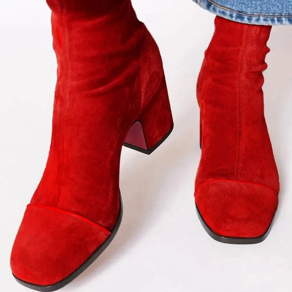 Women's Suede Leopard-Toe Boots