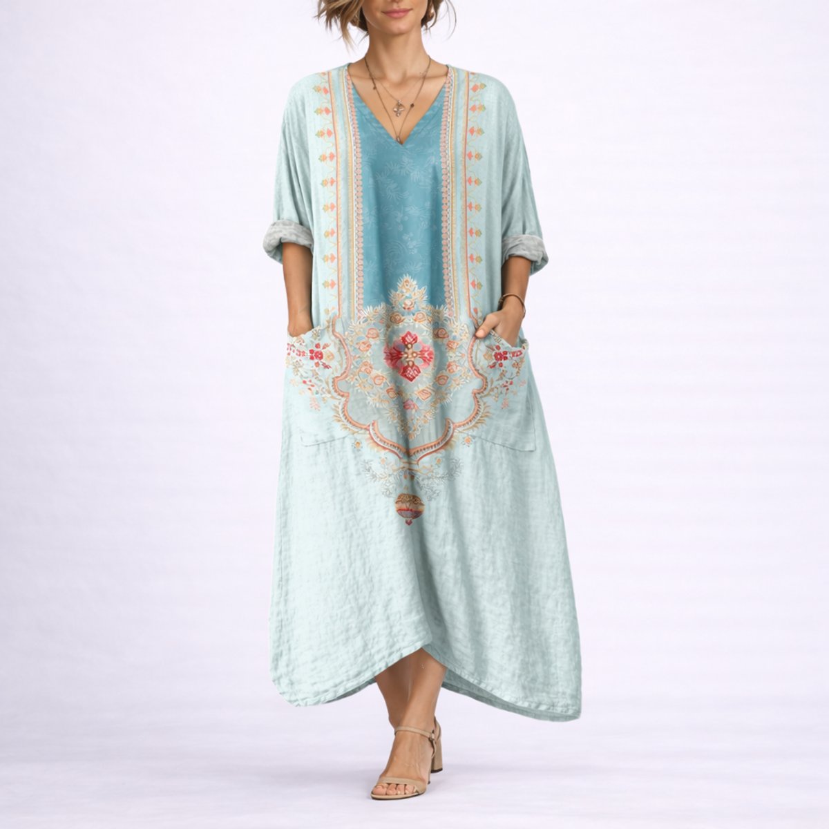 Women's Bohemian Paisley Maxi Dress