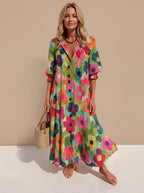 Women's Button-Front Floral Maxi Dress