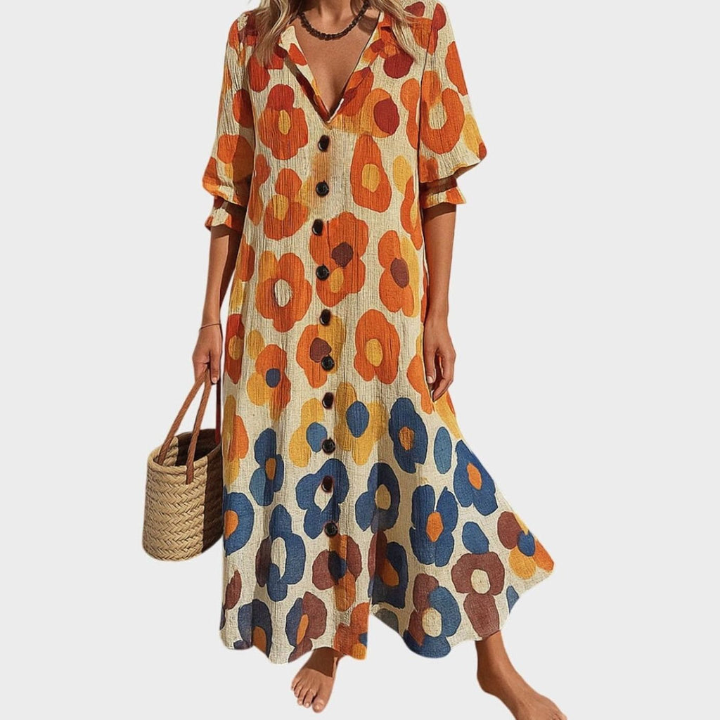 Women's Button-Front Floral Maxi Dress