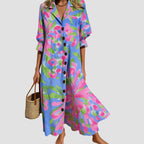 Women's Button-Front Floral Maxi Dress