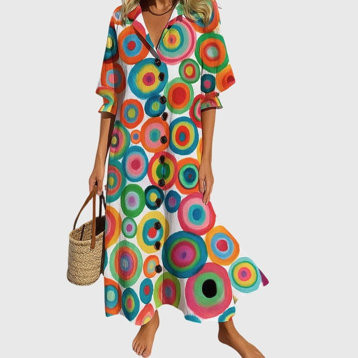 Women's Button-Front Floral Maxi Dress