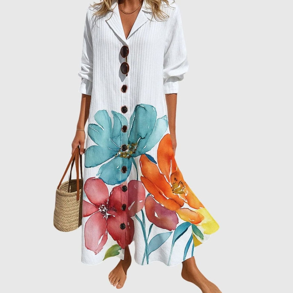Women's Button-Front Floral Maxi Dress