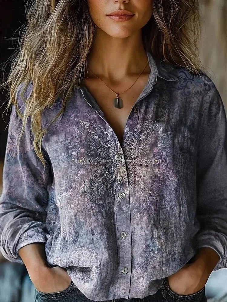 Women's Floral Boho Button-Up Blouse