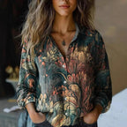 Women's Floral Boho Button-Up Blouse